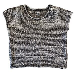 Lauren Vidal Chunky Knit Sleeveless Sweater Black White Size L